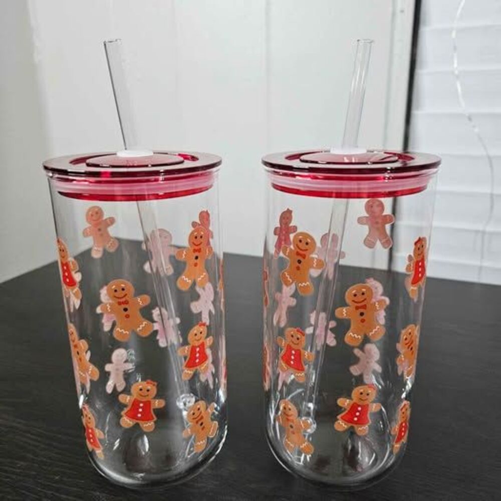 Gingerbread Glass Christmas Tumblers 2 Pack | NEW